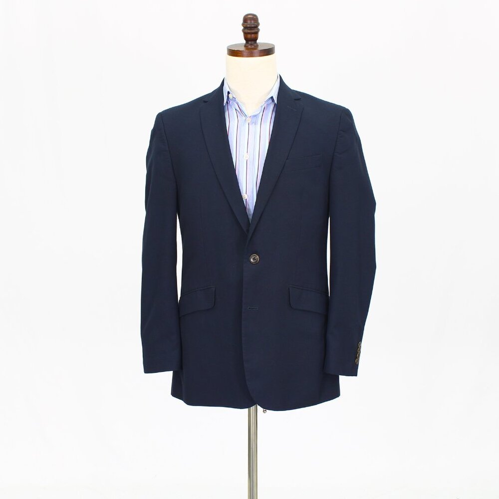 Kenneth Cole 40R Navy Solid 2-Button Sport Coat Blazer Jacket T688